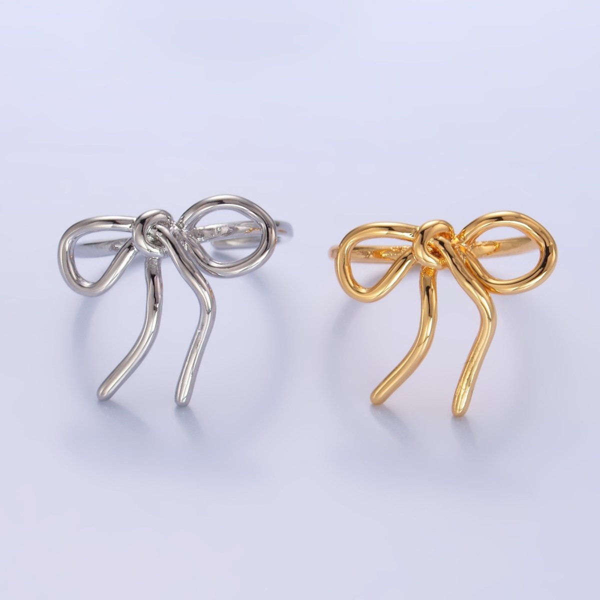 24K Gold Filled Ribbon Bow Minimalist Ring in Gold & Silver | O504 O541 - DLUXCA