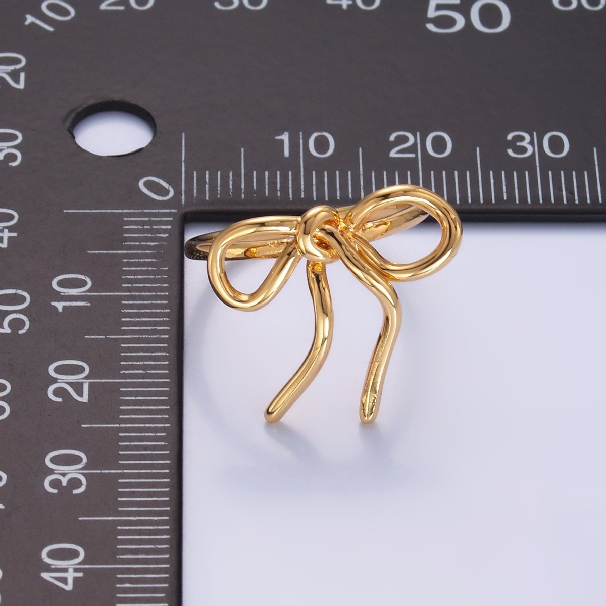 24K Gold Filled Ribbon Bow Minimalist Ring in Gold & Silver | O504 O541 - DLUXCA