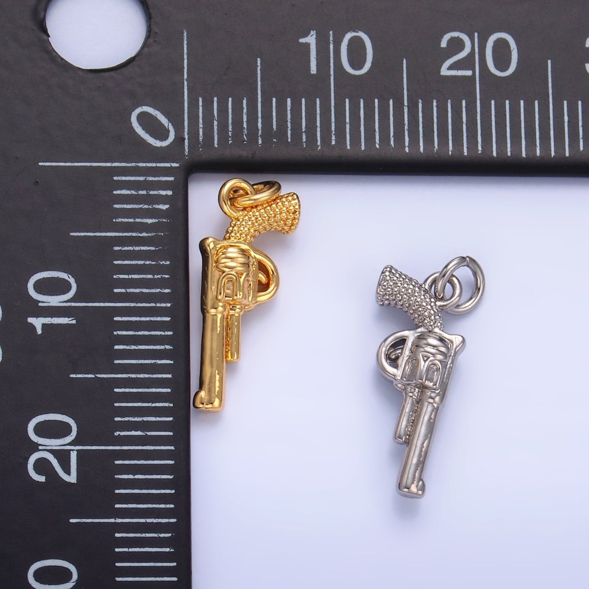 24K Gold Filled Riffle Gun Multidimensional 3D Charm in Gold & Silver | W798 - DLUXCA