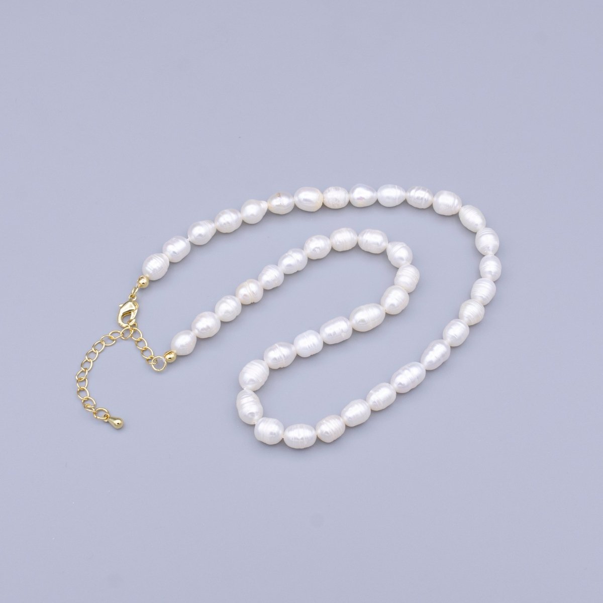 24K Gold Filled Ringed Freshwater Pearl 14 Inch Choker Necklace | WA - 2913 - DLUXCA