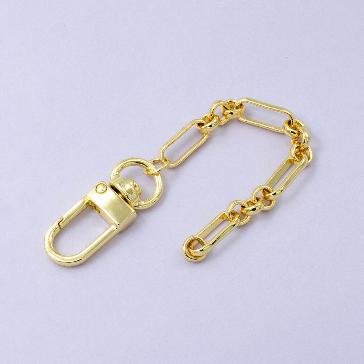 24K Gold Filled Rolo Paperclip Chain Link Bag Purse Charm Swivel Keychain Finding | WA - 2757 - DLUXCA