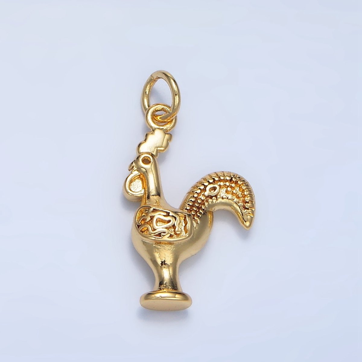 24K Gold Filled Rooster Chicken Artisan Animal Charm | X864 - DLUXCA