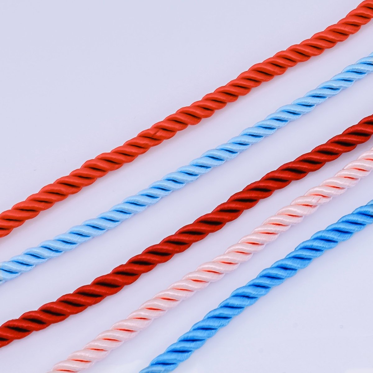 24K Gold Filled Rope Twisted Braided Cord Chain Necklace with Extender in Red, Pink & Blue | WA - 3363 - WA - 3367, WA - 3764 - WA - 3766 - DLUXCA