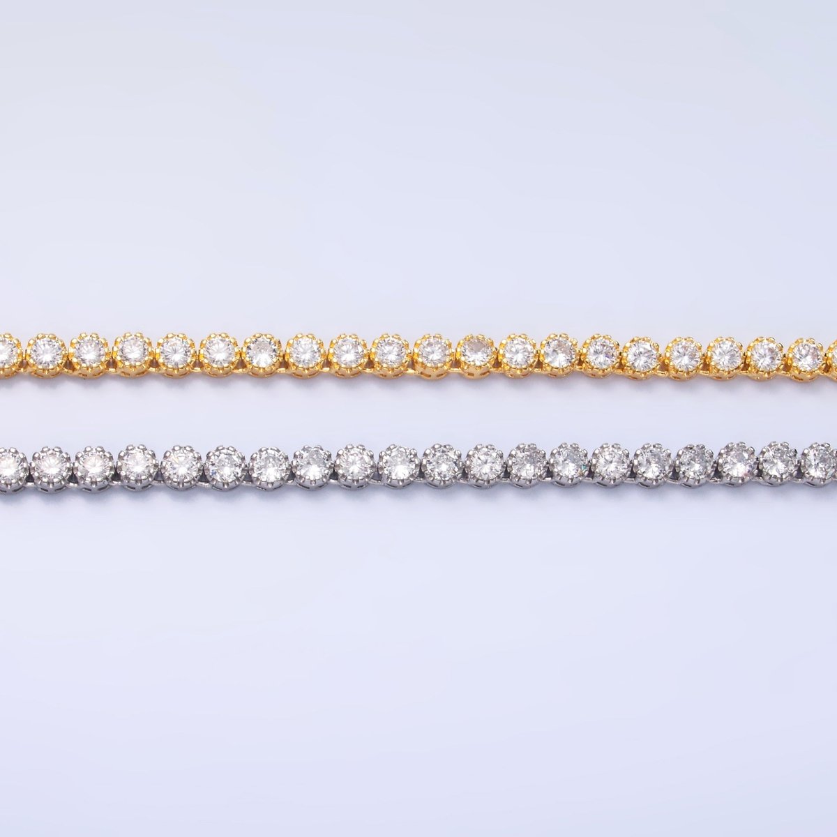 24K Gold Filled Round CZ Encapsulate Tennis Chain 16 Inch Necklace in Gold & Silver | WA - 3025 WA - 3026 - DLUXCA