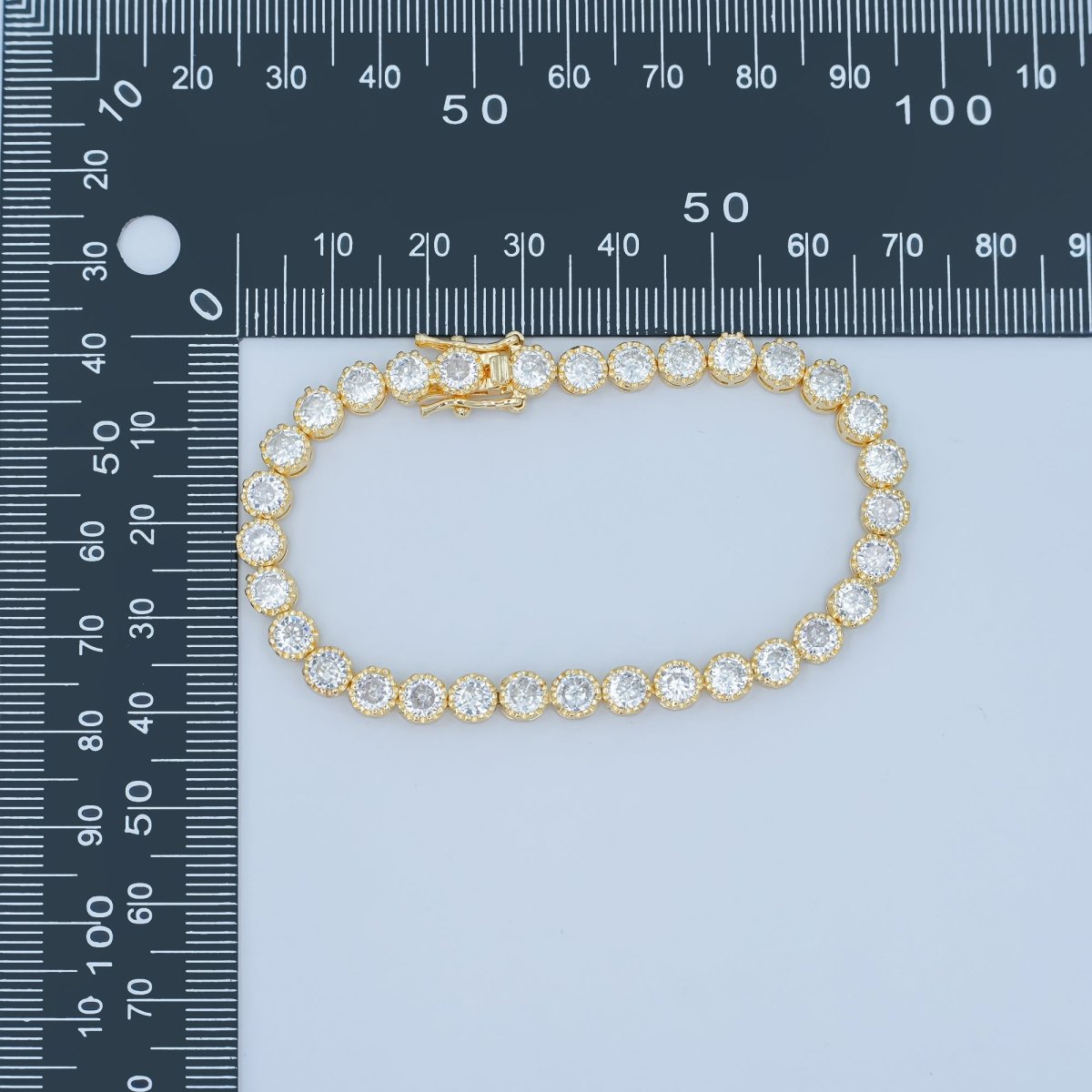 24K Gold Filled Round CZ Encapsulate Tennis Chain Bracelet in Gold & Silver | WA - 3053 WA - 3054 - DLUXCA