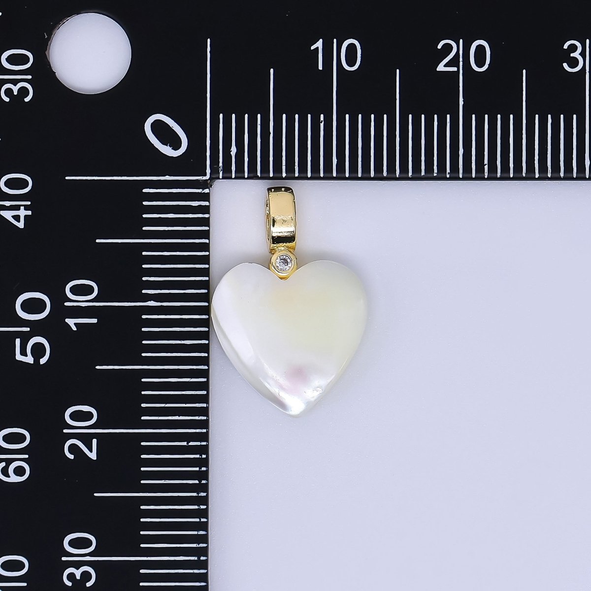 24K Gold Filled Round CZ Shell Pearl Love Heart Charm | AF - 556 AF - 557 - DLUXCA
