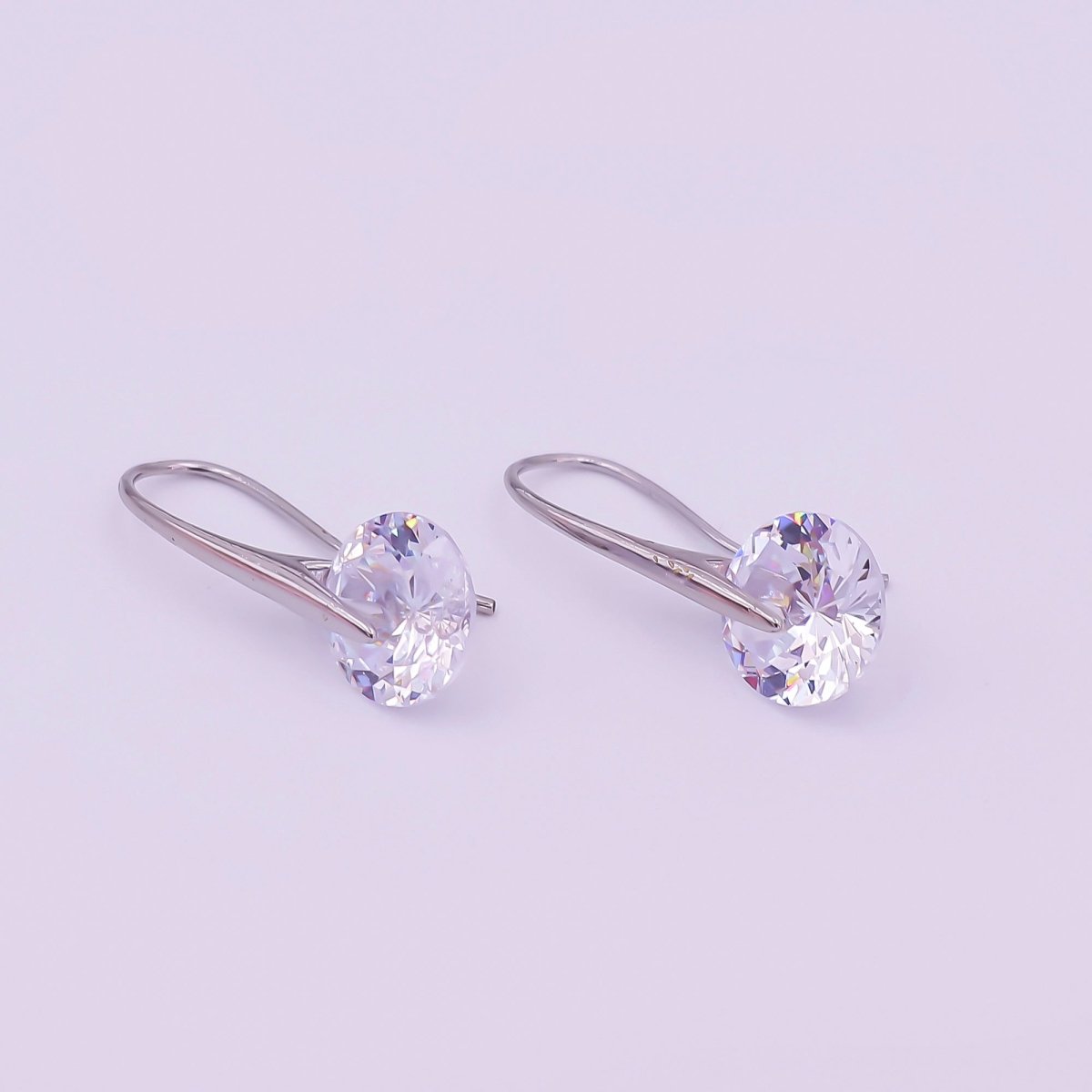 24K Gold Filled Round CZ Sparkly Round Circle Drop Hook Earrings in Gold & Silver | AI - 525 AI - 526 - DLUXCA