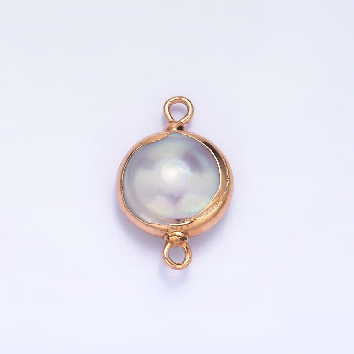 24K Gold Filled Round Freshwater Pearl Foil Connector | P1938 - DLUXCA