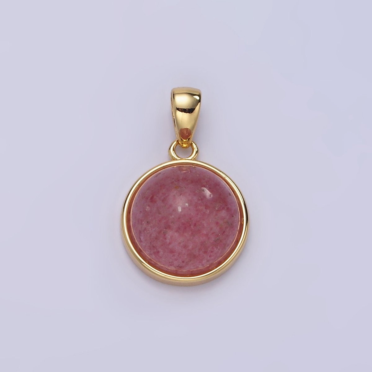 24K Gold Filled Round Natural Gemstone Bezel Pendant | AA062 - AA068 - DLUXCA