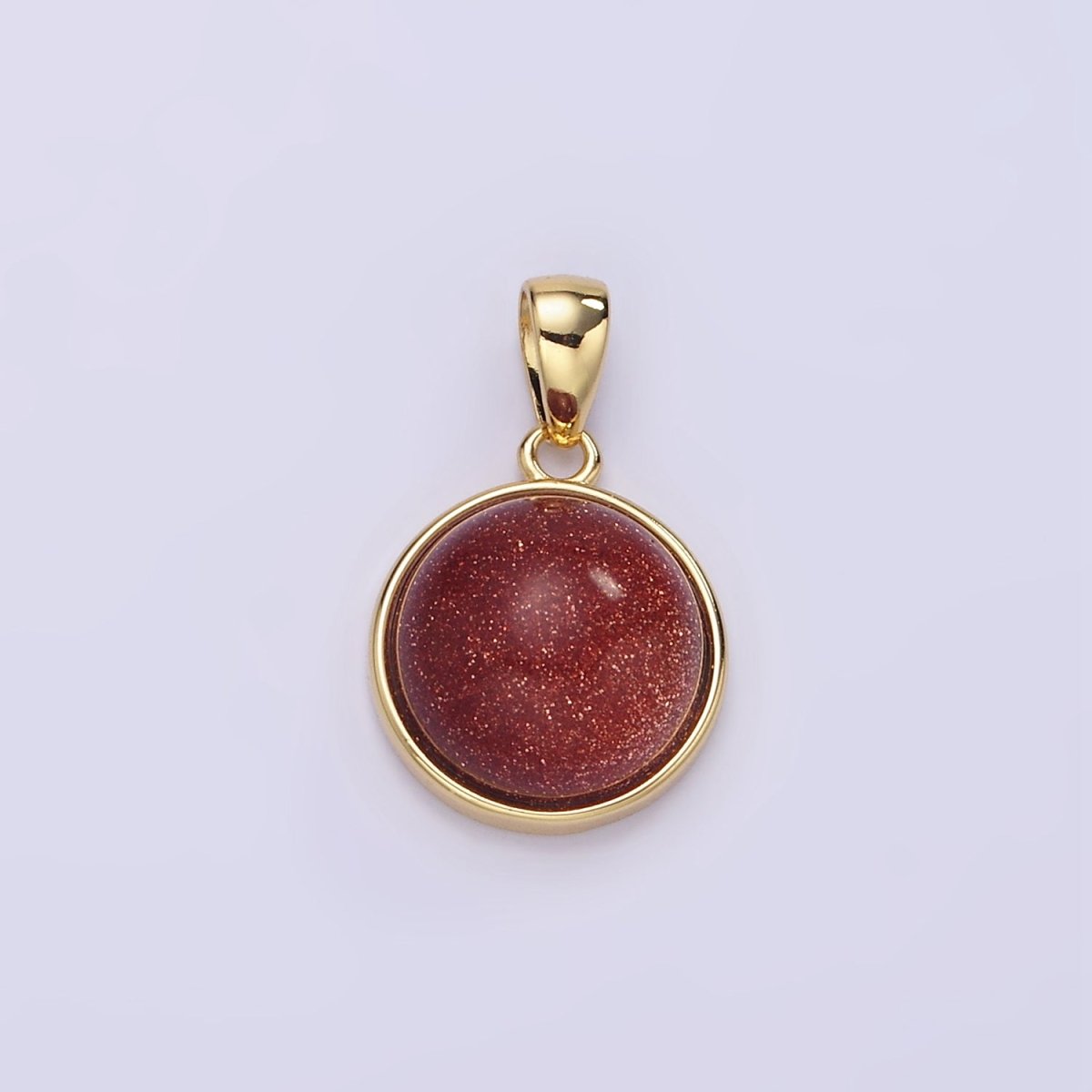 24K Gold Filled Round Natural Gemstone Bezel Pendant | AA062 - AA068 - DLUXCA