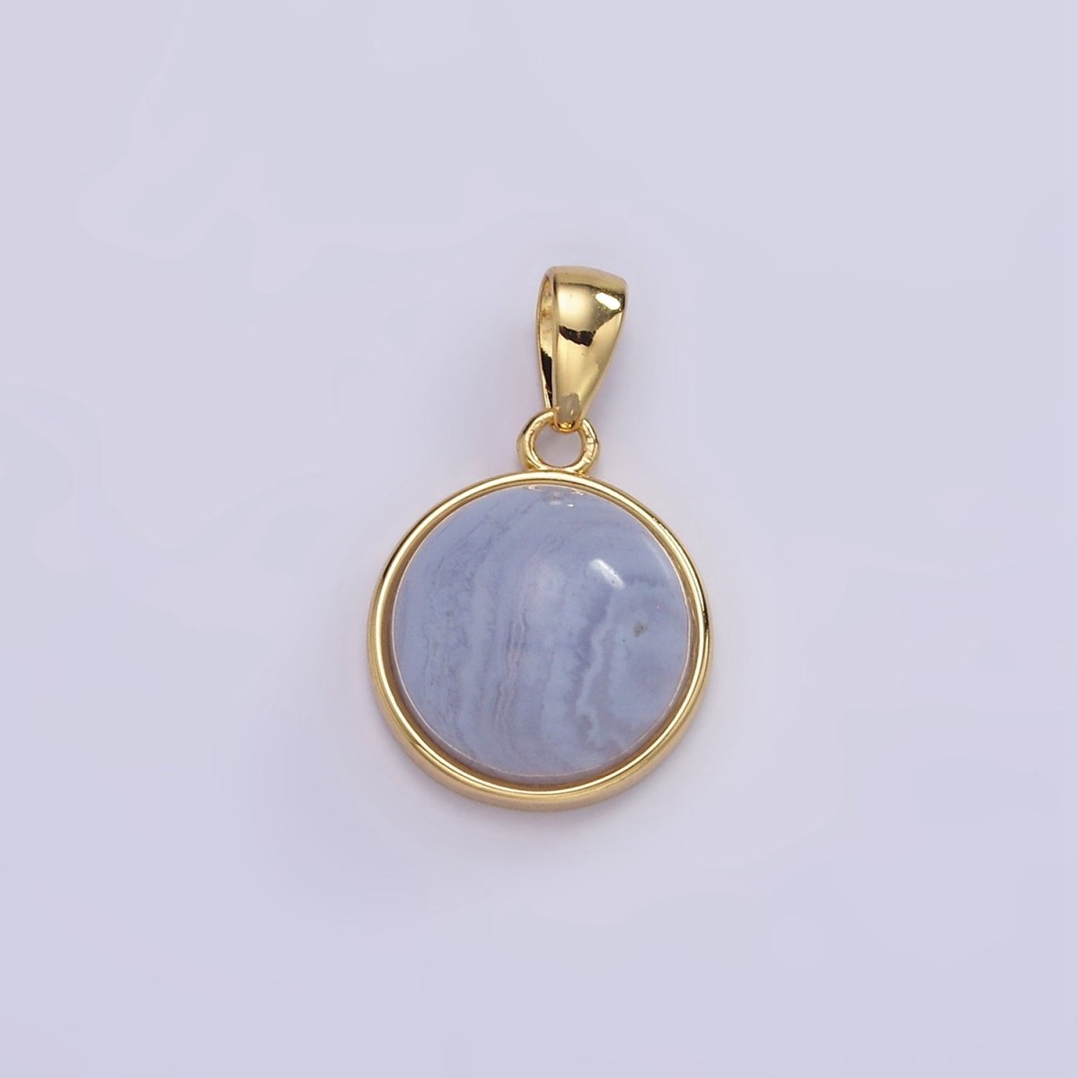 24K Gold Filled Round Natural Gemstone Bezel Pendant | AA062 - AA068 - DLUXCA