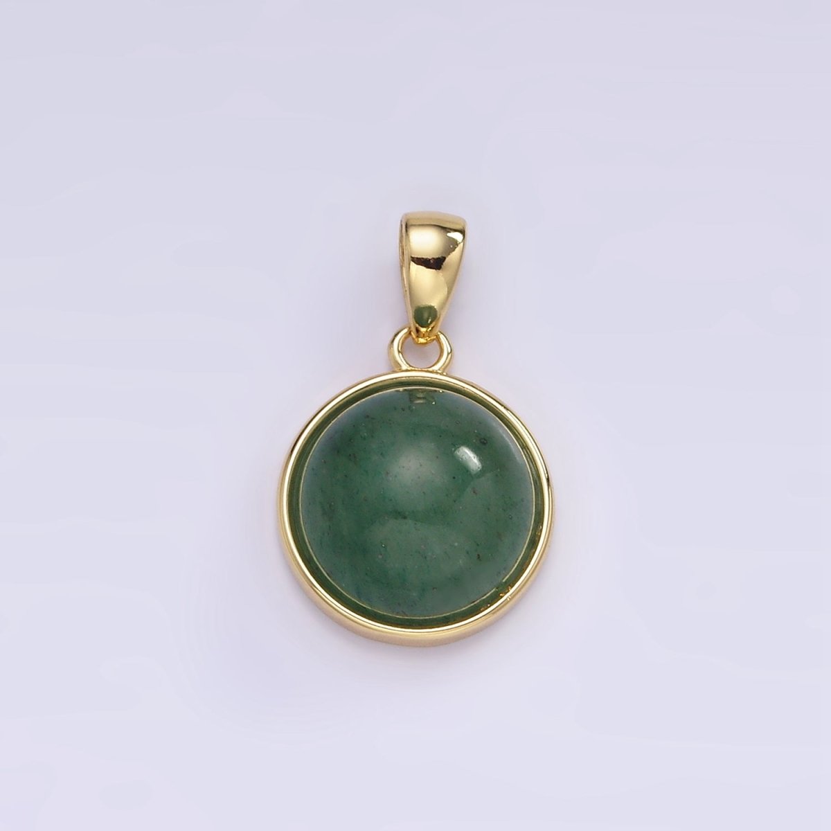 24K Gold Filled Round Natural Gemstone Bezel Pendant | AA062 - AA068 - DLUXCA