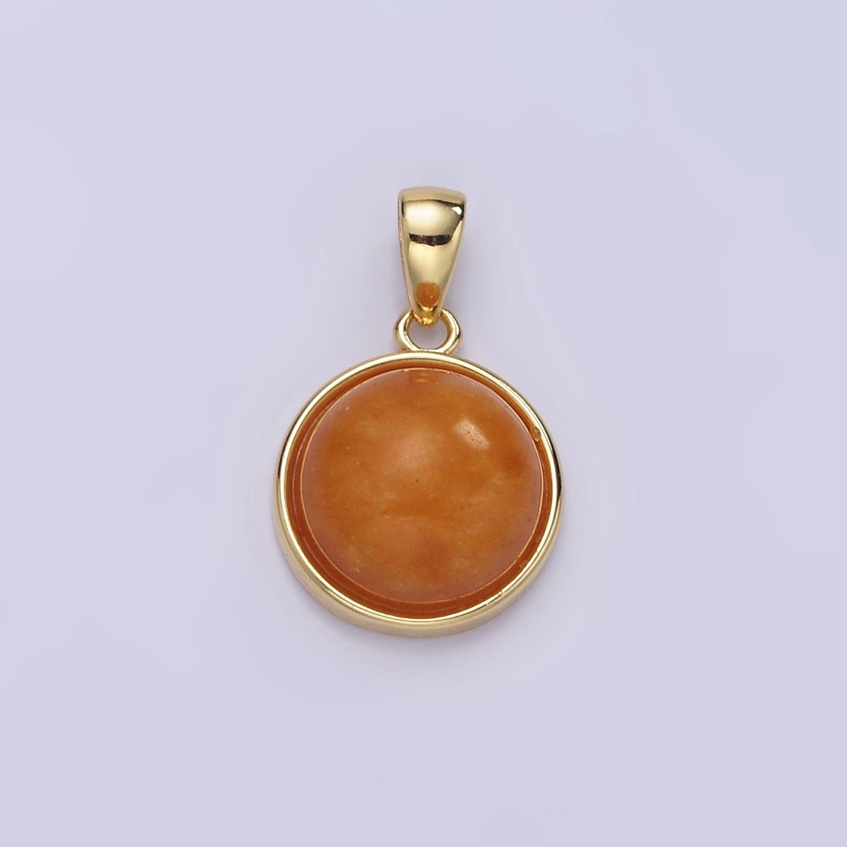 24K Gold Filled Round Natural Gemstone Bezel Pendant | AA062 - AA068 - DLUXCA