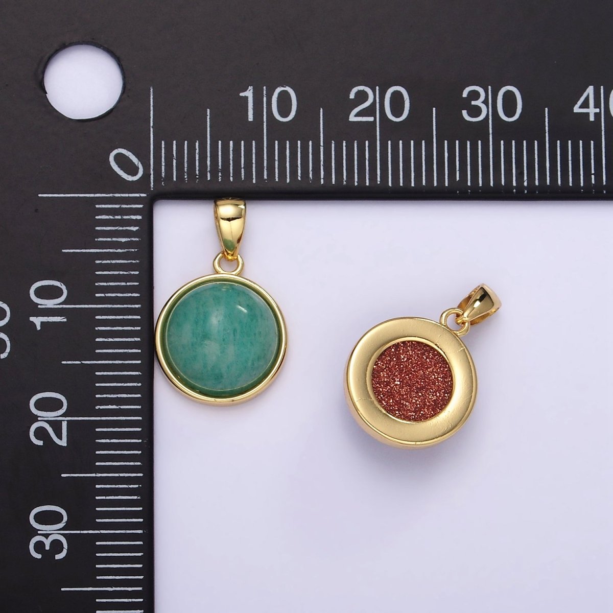 24K Gold Filled Round Natural Gemstone Bezel Pendant | AA062 - AA068 - DLUXCA