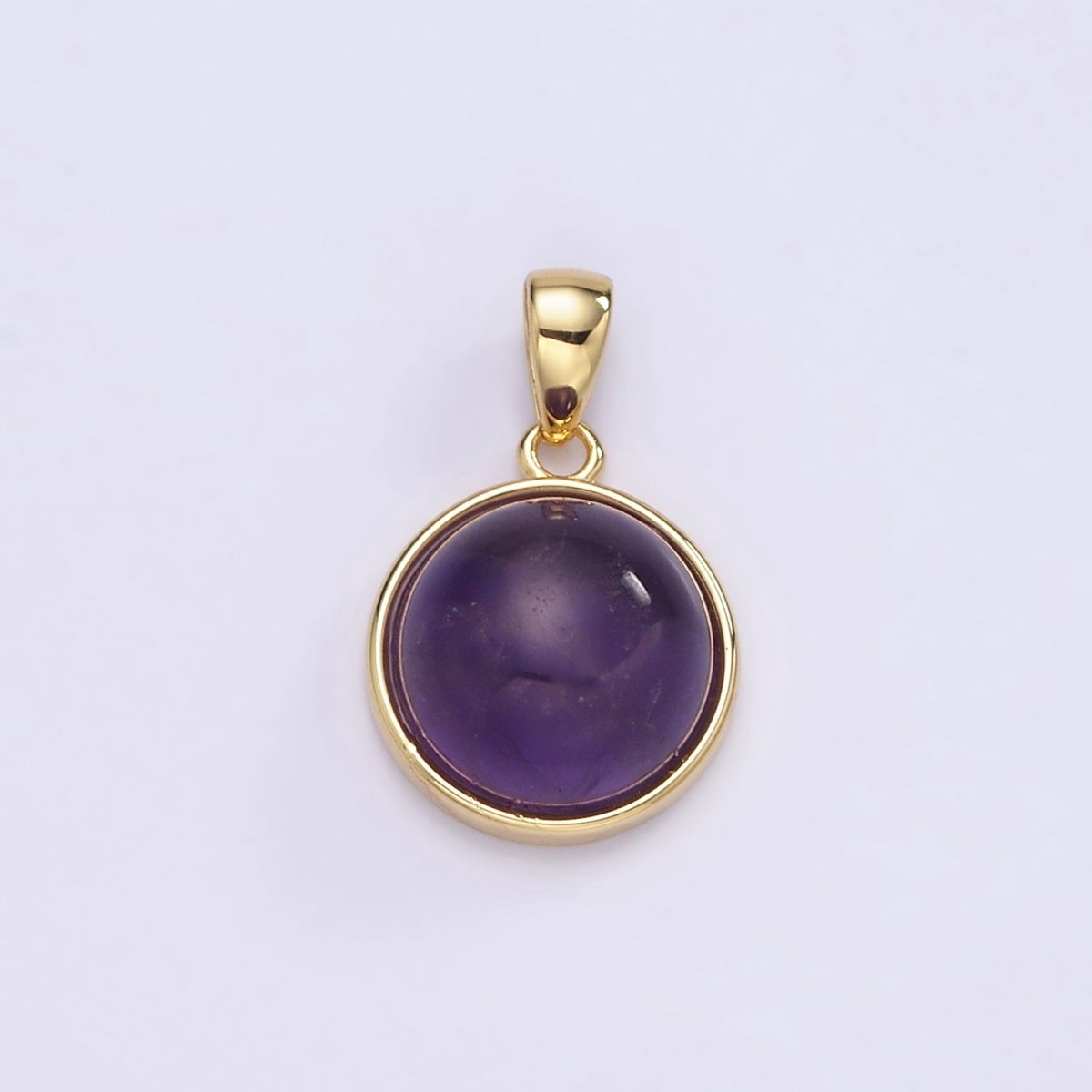 24K Gold Filled Round Natural Gemstone Bezel Pendant | AA062 - AA068 - DLUXCA