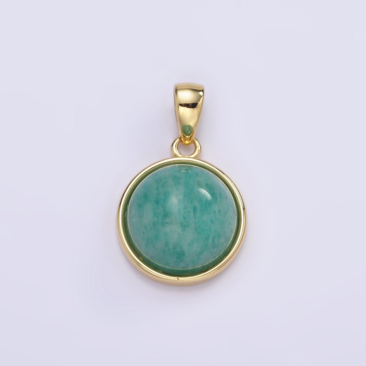 24K Gold Filled Round Natural Gemstone Bezel Pendant | AA062 - AA068 - DLUXCA