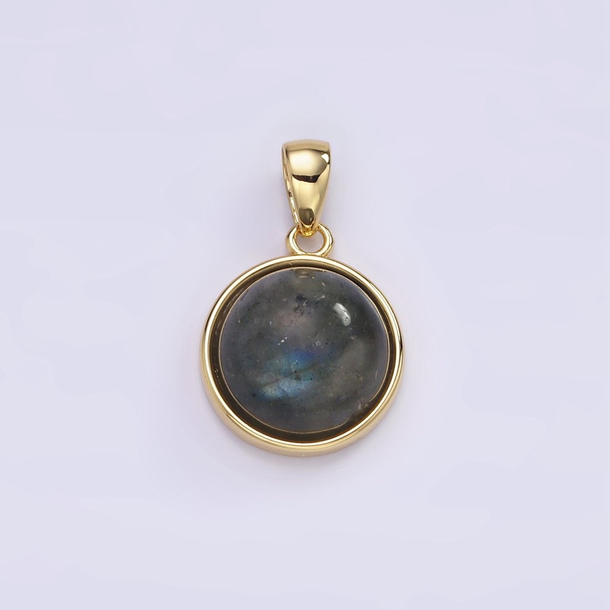 24K Gold Filled Round Natural Gemstone Bezel Pendant | AA062 - AA068 - DLUXCA