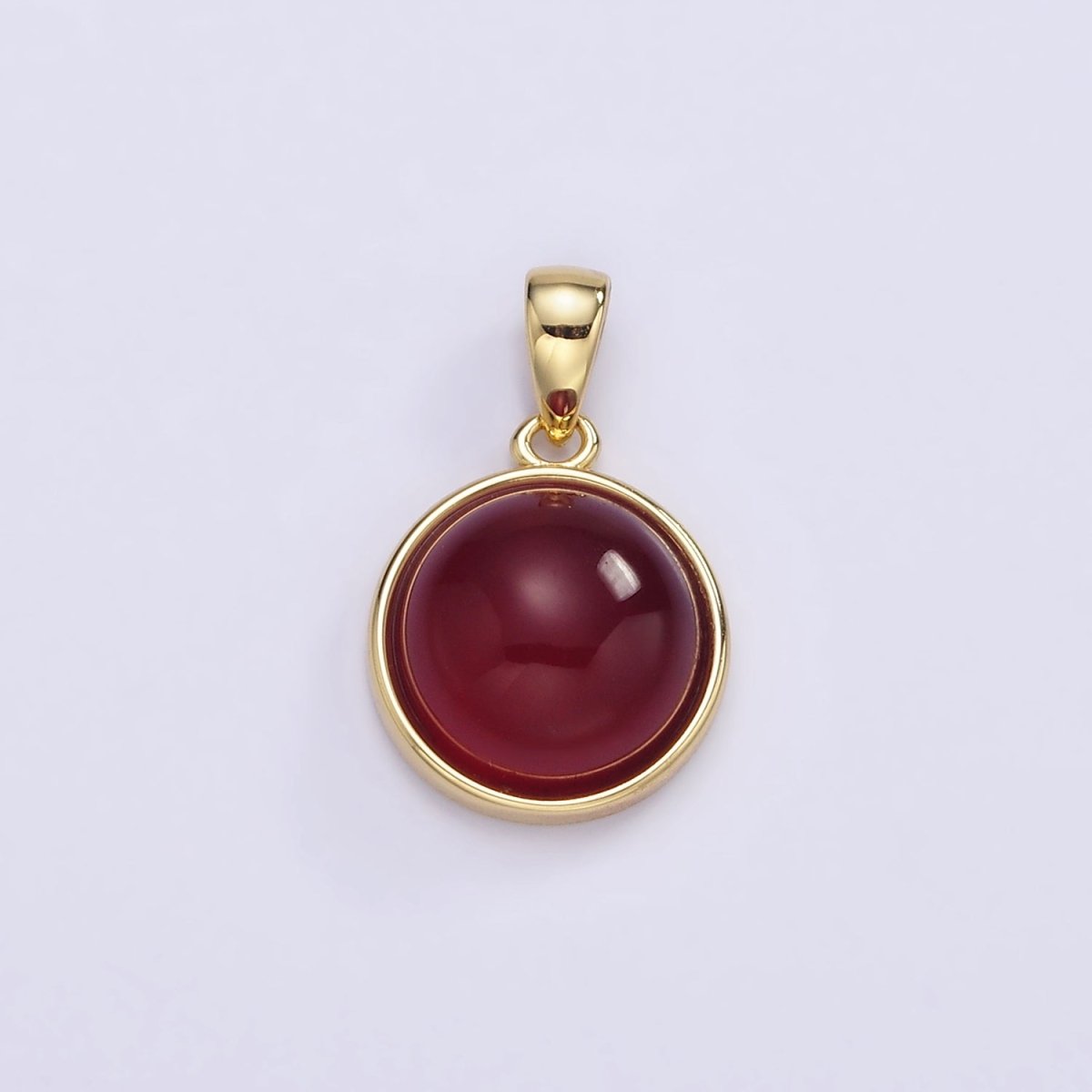 24K Gold Filled Round Natural Gemstone Bezel Pendant | AA062 - AA068 - DLUXCA