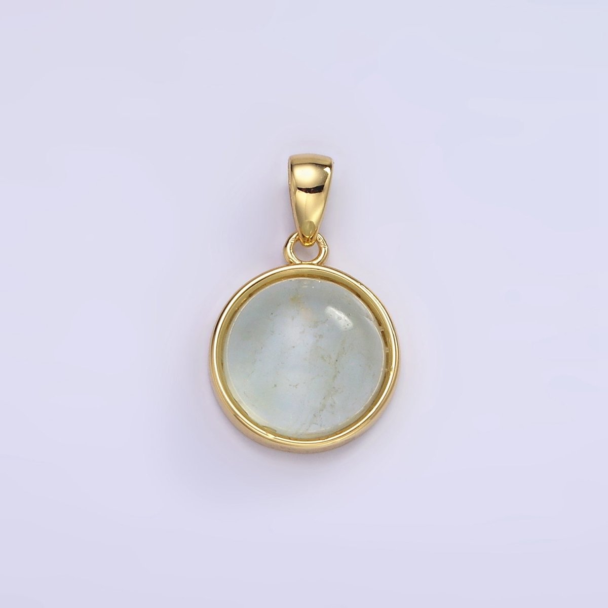 24K Gold Filled Round Natural Gemstone Bezel Pendant | AA062 - AA068 - DLUXCA