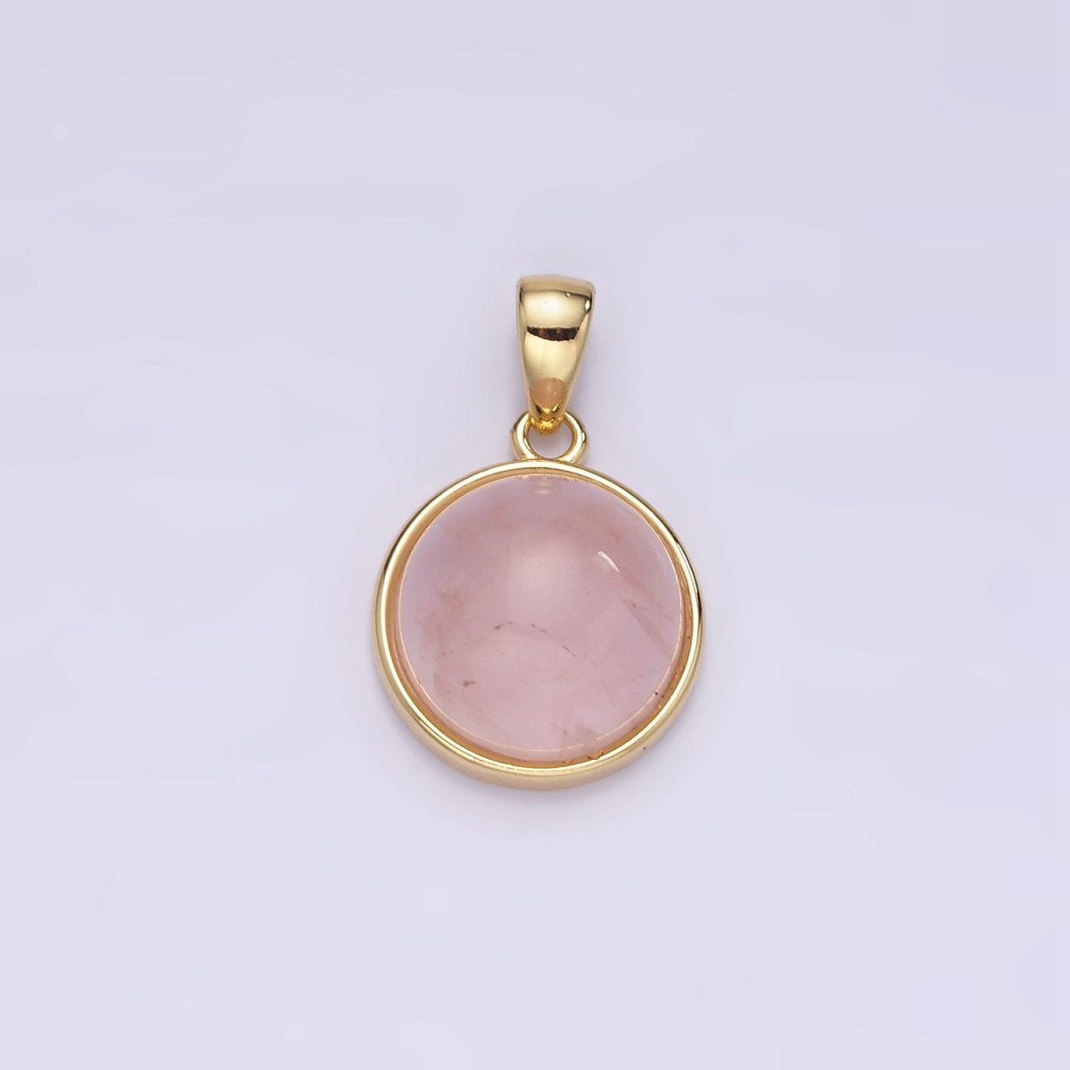 24K Gold Filled Round Natural Gemstone Bezel Pendant | AA062 - AA068 - DLUXCA