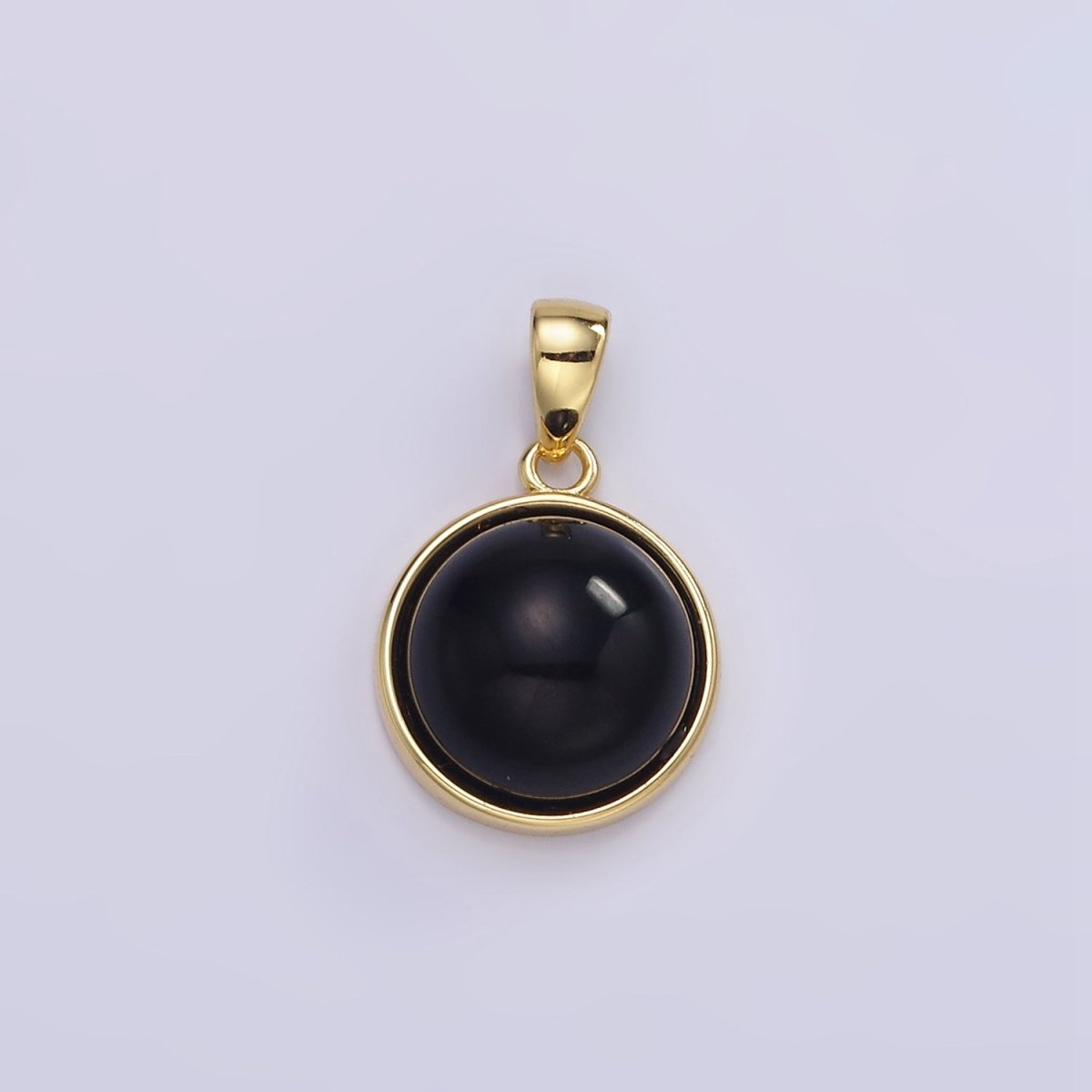 24K Gold Filled Round Natural Gemstone Bezel Pendant | AA062 - AA068 - DLUXCA