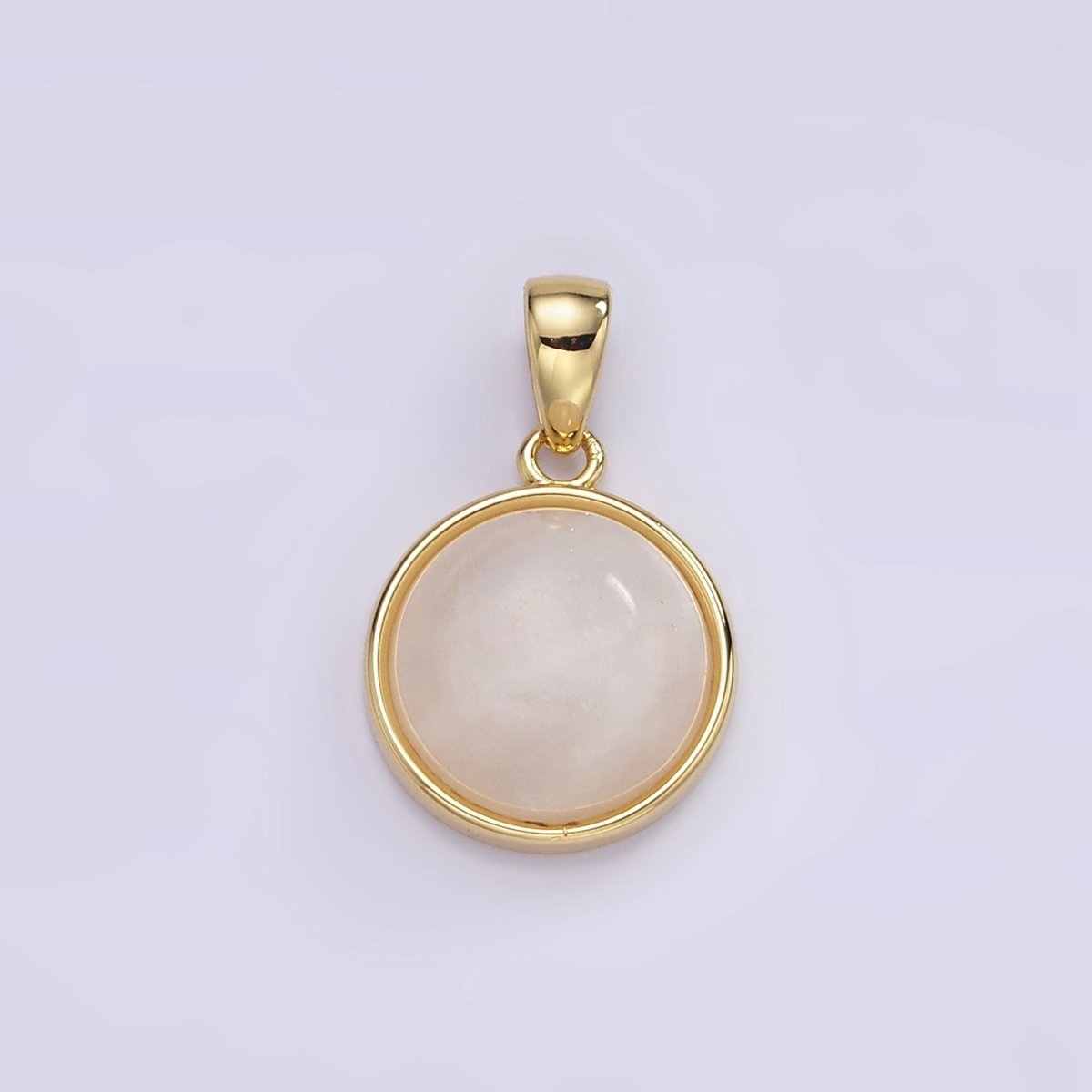 24K Gold Filled Round Natural Gemstone Bezel Pendant | AA062 - AA068 - DLUXCA