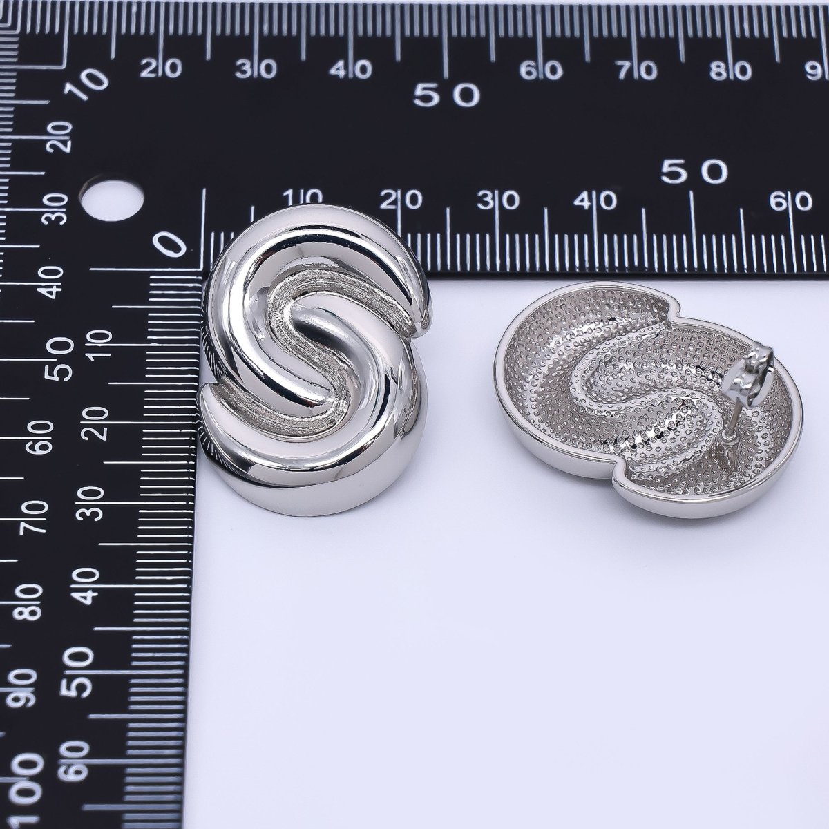 24K Gold Filled S - Twist Spiral Knots Stud Earrings in Gold and Silver | Q372 Q381 - DLUXCA