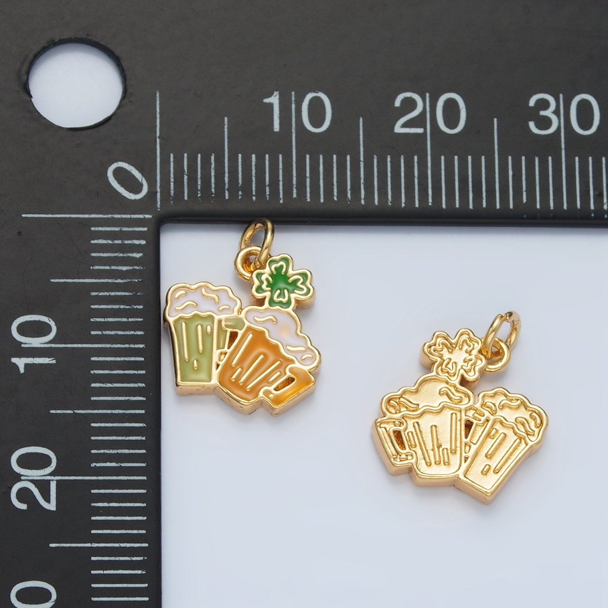 24K Gold Filled Saint Patrick's Day Beer Alcohol Drink Charm in Gold & Silver | N873 - DLUXCA