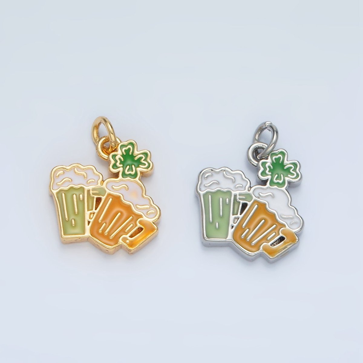 24K Gold Filled Saint Patrick's Day Beer Alcohol Drink Charm in Gold & Silver | N873 - DLUXCA