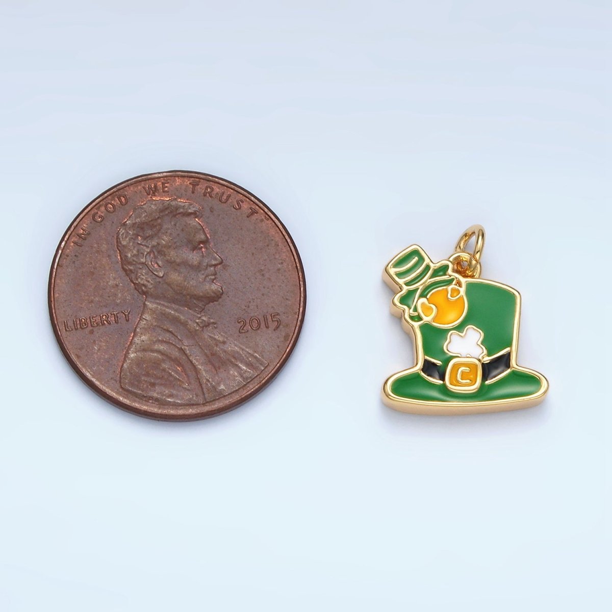 24K Gold Filled Saint Patrick's Day Green Top Hat Charm in Gold & Silver | N522 - DLUXCA