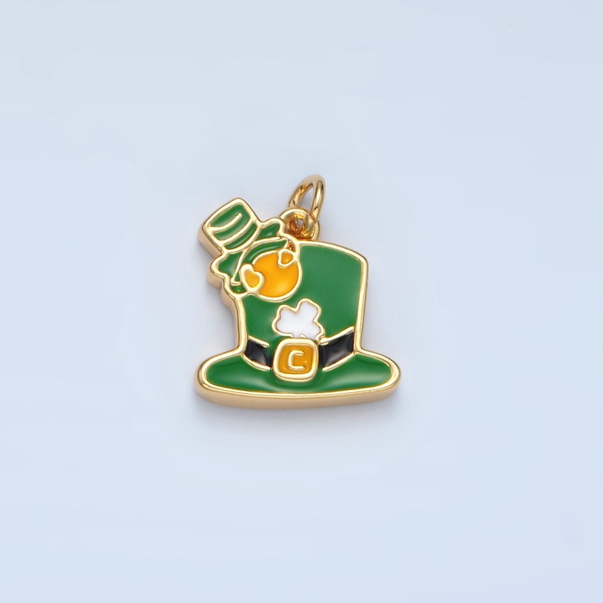 24K Gold Filled Saint Patrick's Day Green Top Hat Charm in Gold & Silver | N522 - DLUXCA