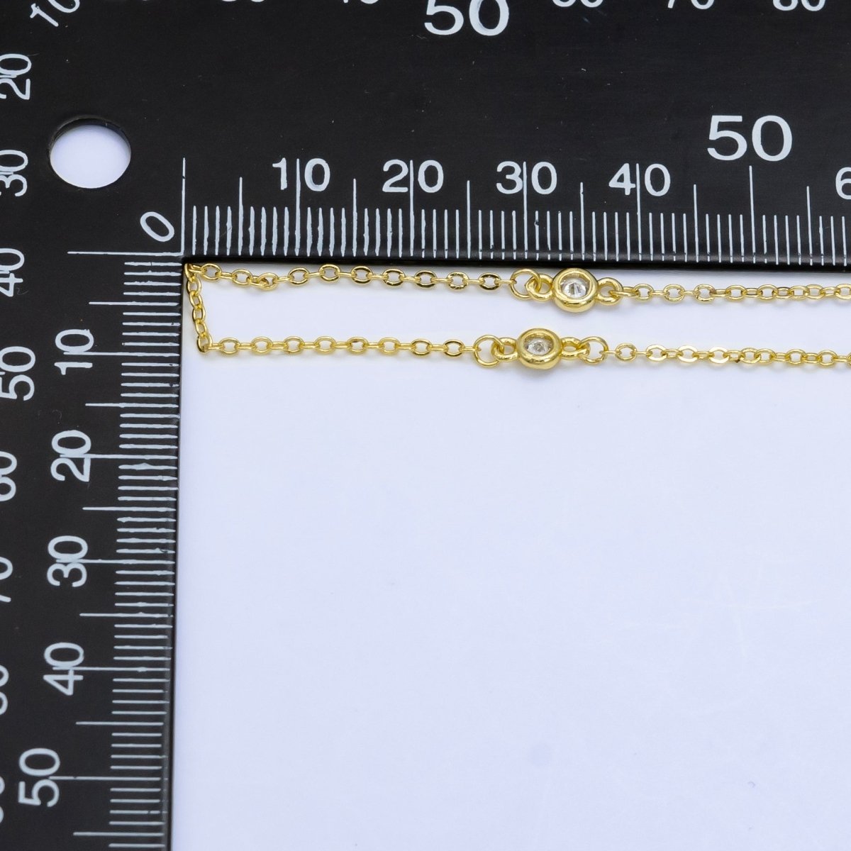 24K Gold Filled Satellites Chain CZ Bezel Chain by Yard | Roll - 1531 - DLUXCA