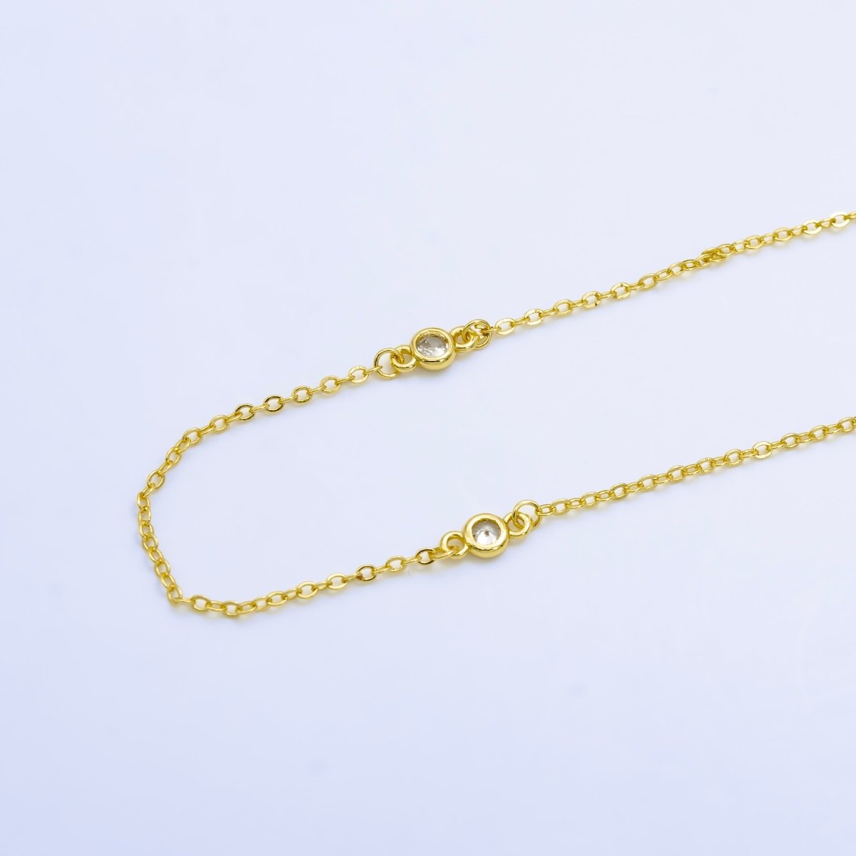 24K Gold Filled Satellites Chain CZ Bezel Chain by Yard | Roll - 1531 - DLUXCA