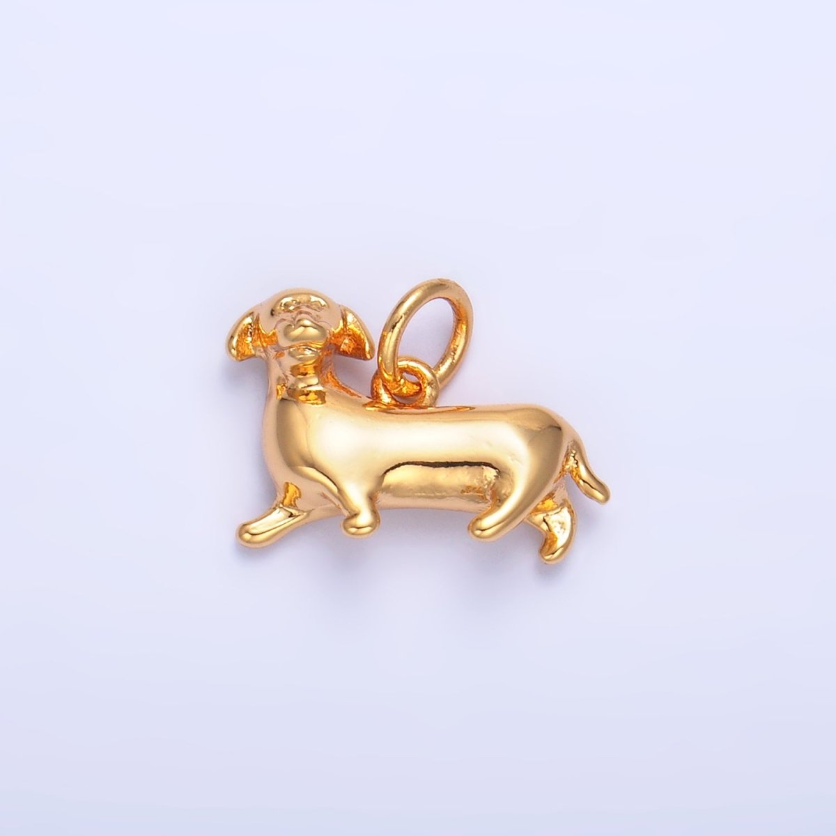 24K Gold Filled Sausage Weiner Dachshund Pet Dog 3D Multidimensional Charm | W388 - DLUXCA