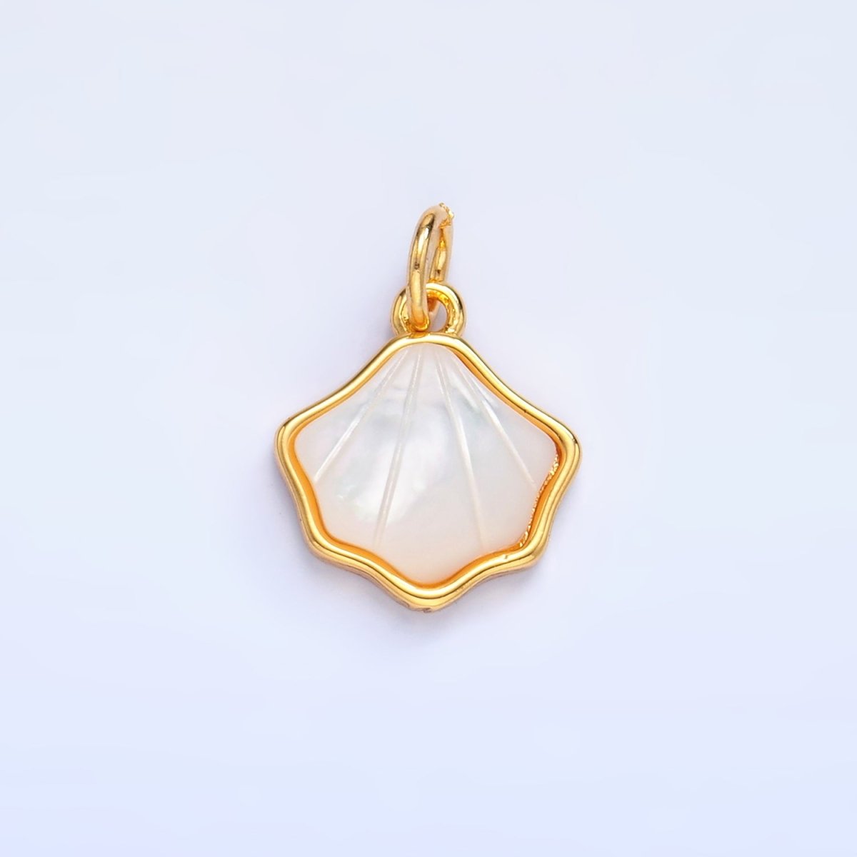 24K Gold Filled Scallop Seashell Ocean Beach Charm | W279 - DLUXCA