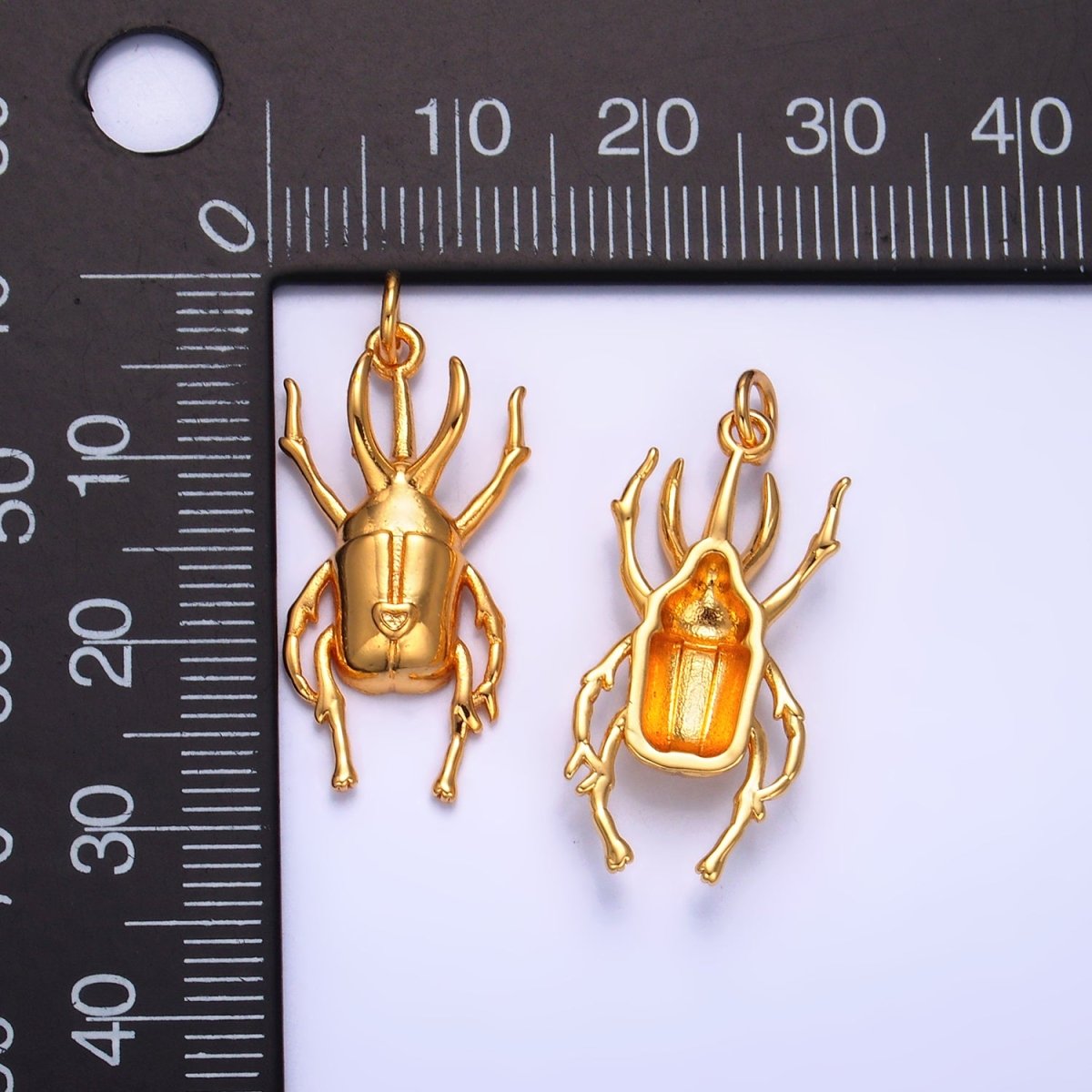 24K Gold Filled Scarab Beetle Insect Animal Charm | W237 - DLUXCA