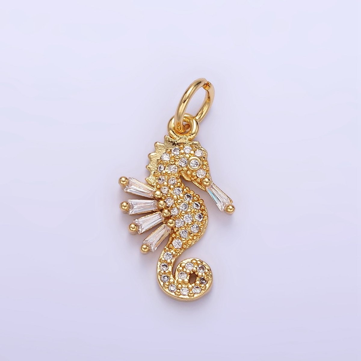 24K Gold Filled Seahorse Ocean Animal Micro Paved CZ Charm | E342 - DLUXCA