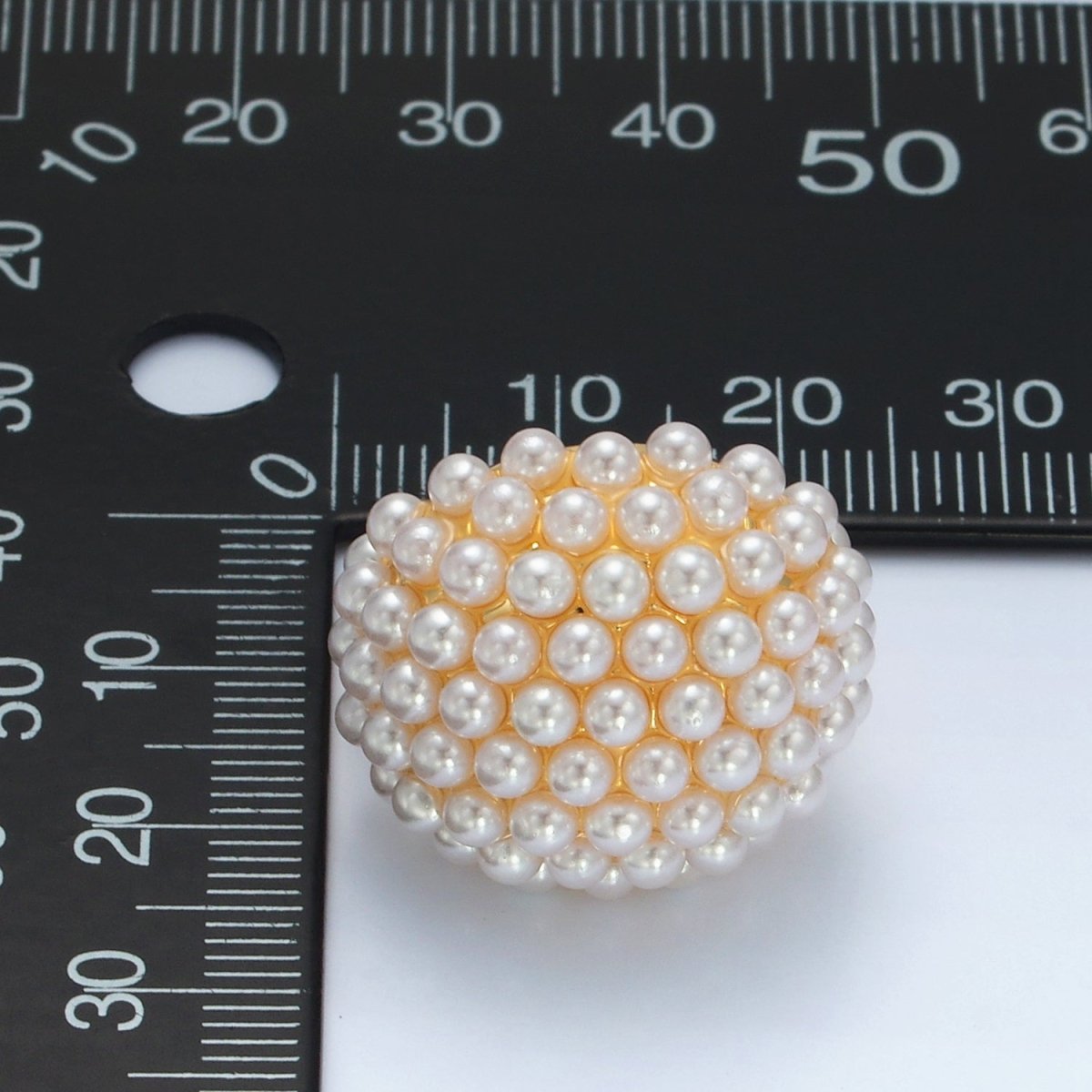 24K Gold Filled Shell Pearl Beaded Bubble Signet Ring | O1399 - DLUXCA