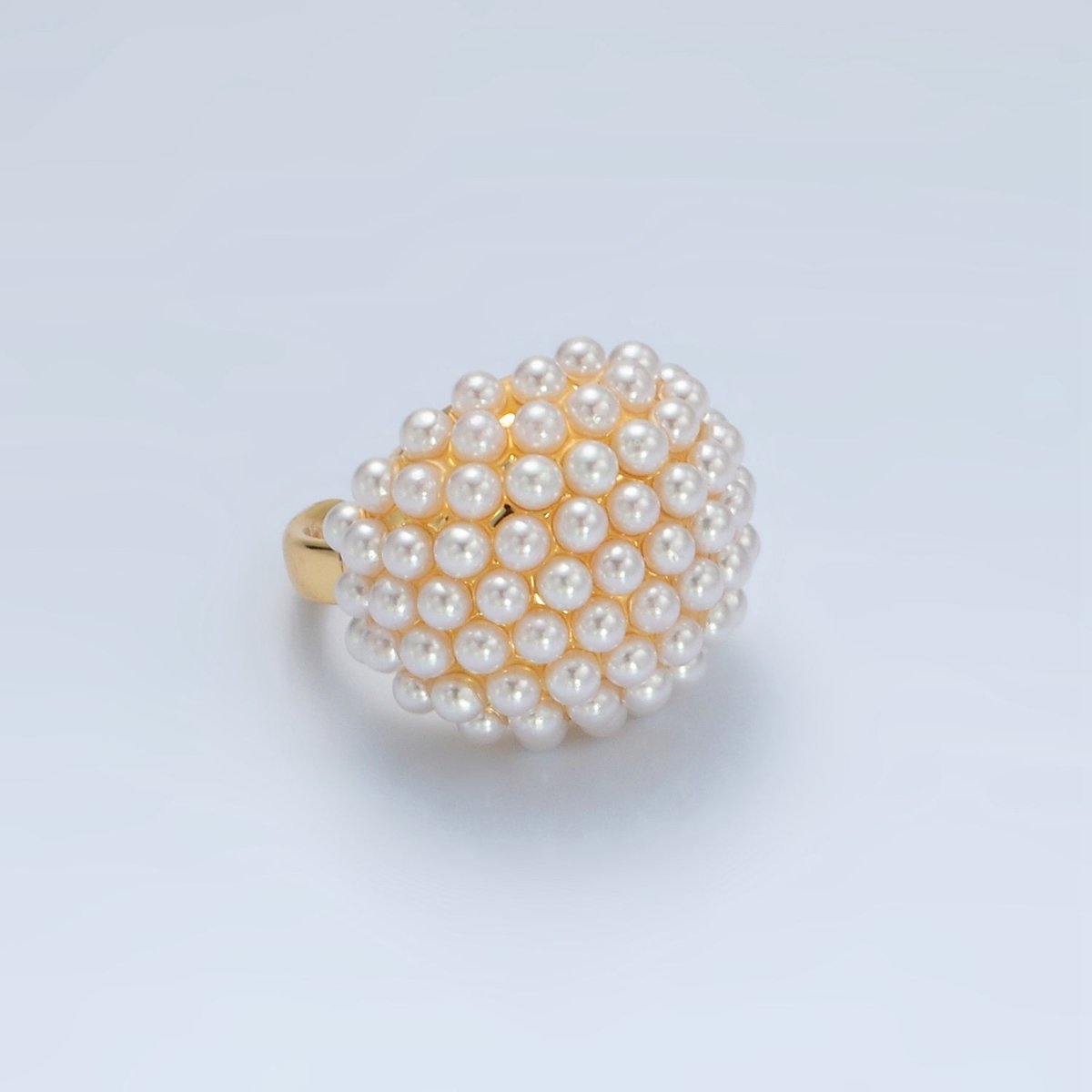 24K Gold Filled Shell Pearl Beaded Bubble Signet Ring | O1399 - DLUXCA