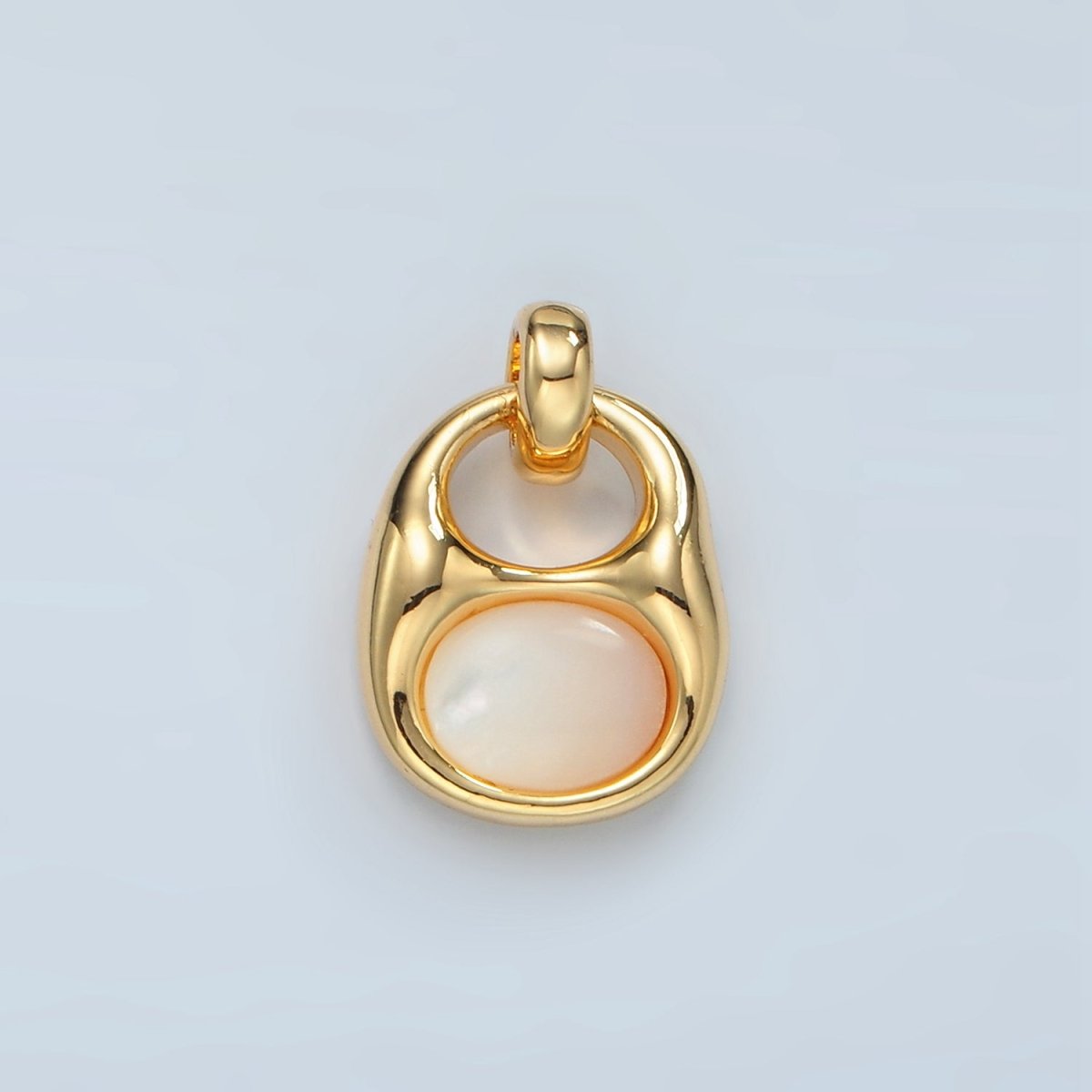 24k Gold Filled Shell Pearl Bezel Can Opener Charm | D699 - DLUXCA