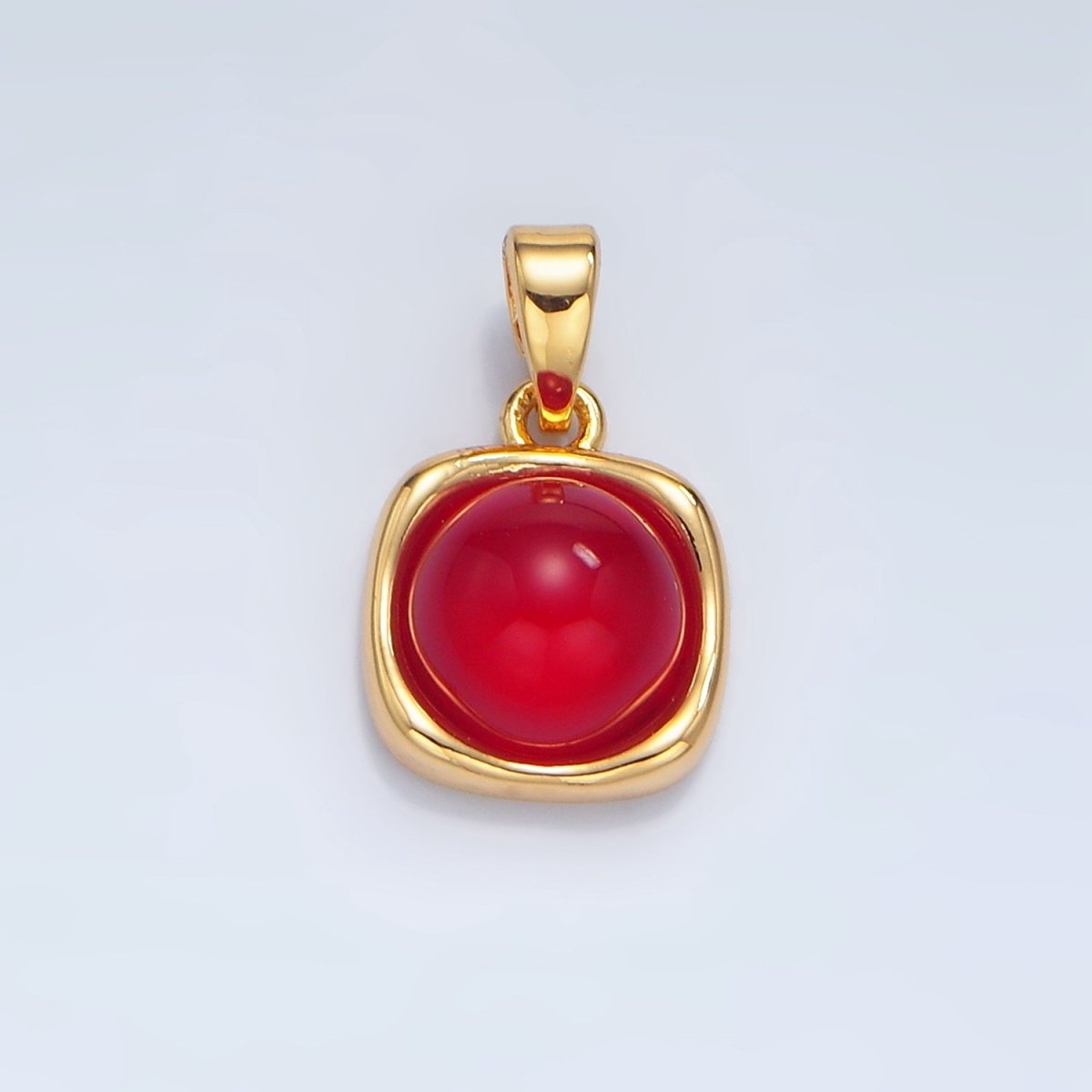 24K Gold Filled Shell Pearl, Carnelian Round Molten Bezel Pendant | H472 AA134 - DLUXCA