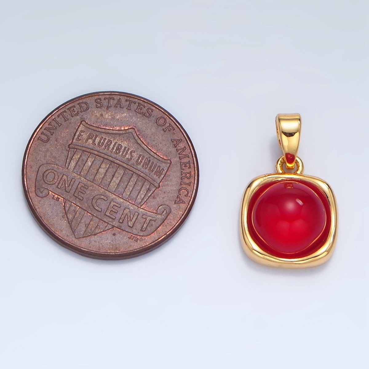 24K Gold Filled Shell Pearl, Carnelian Round Molten Bezel Pendant | H472 AA134 - DLUXCA