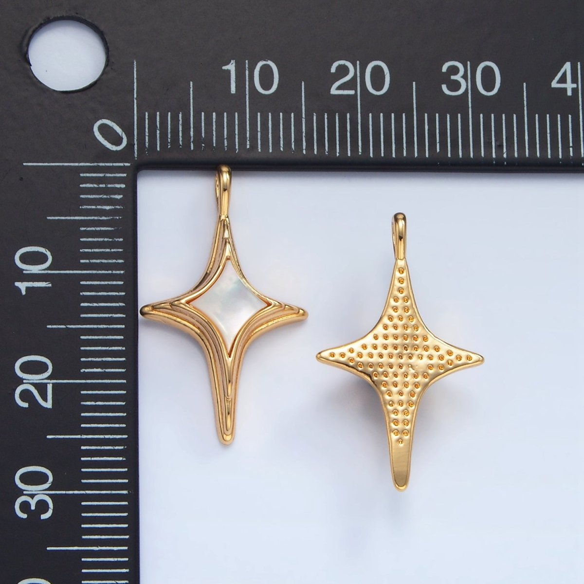 24K Gold Filled Shell Pearl Celestial North Star Charm | AA975 - DLUXCA