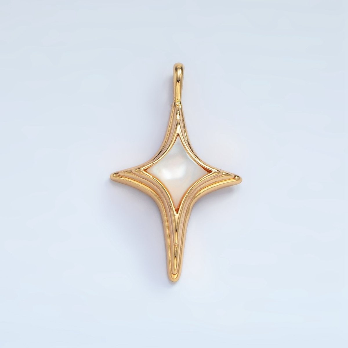 24K Gold Filled Shell Pearl Celestial North Star Charm | AA975 - DLUXCA