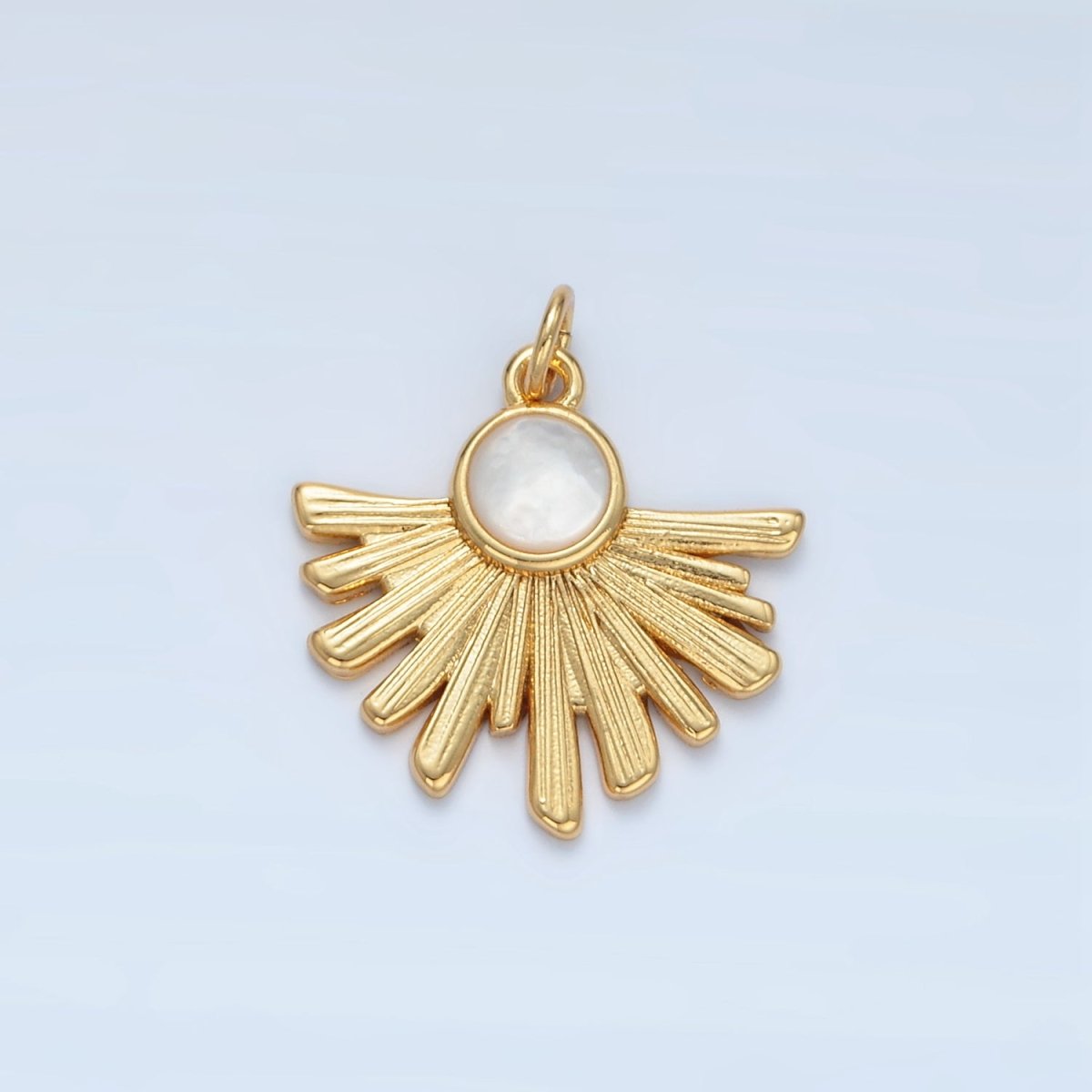 24K Gold Filled Shell Pearl Celestial Sunburst Ray Charm | X302 - DLUXCA