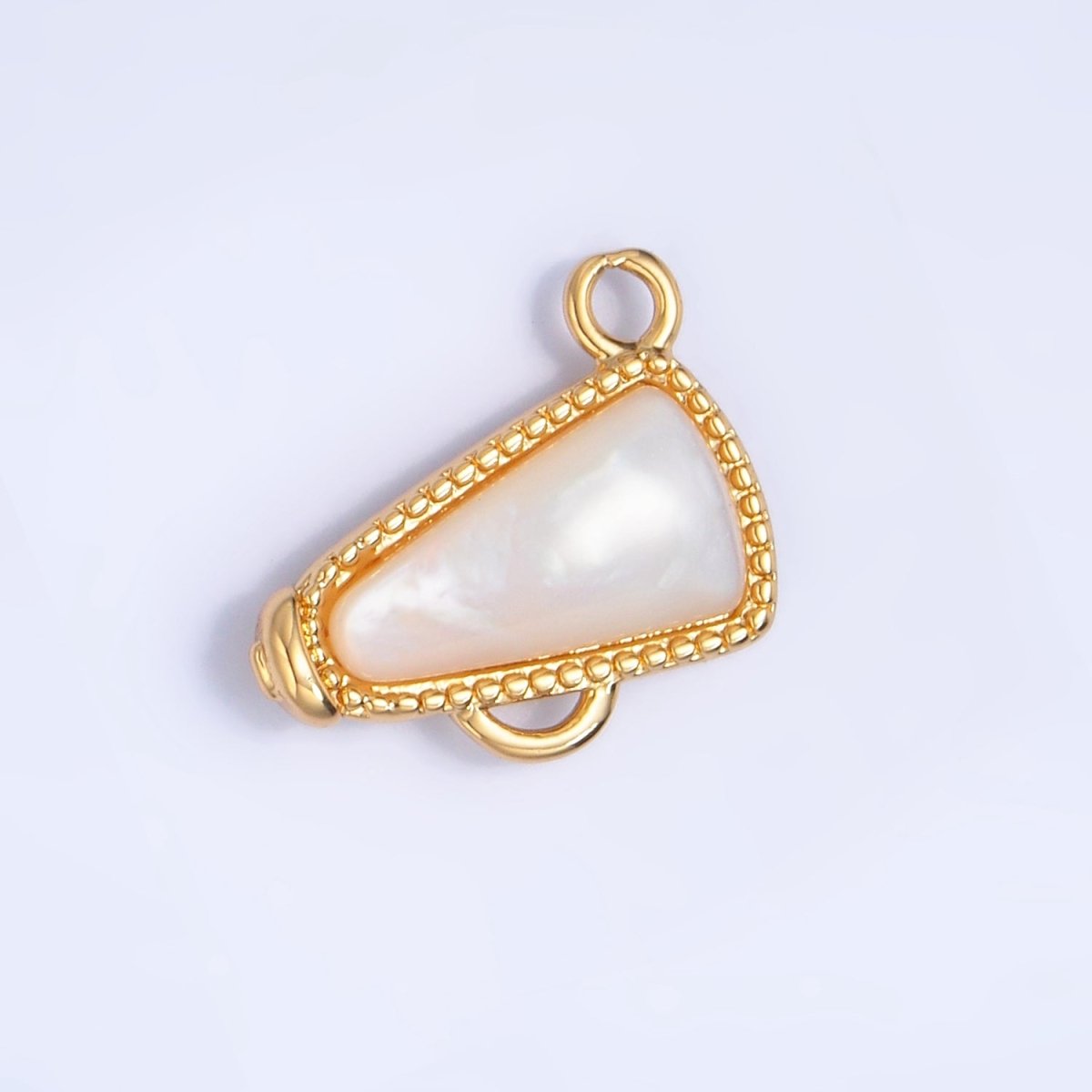 24K Gold Filled Shell Pearl Cheer Megaphone Charm in Gold & Silver | W050 - DLUXCA