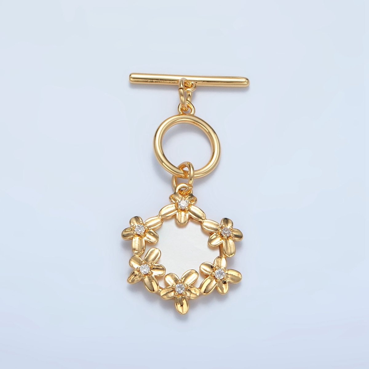 24K Gold Filled Shell Pearl Flower Toggle Clasps Closure Findings in Gold & Silver | Z945 - DLUXCA