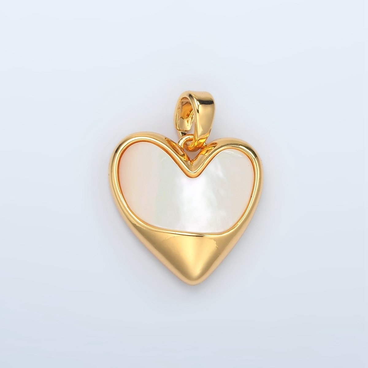24K Gold Filled Shell Pearl Heart Bezel Pendant | H498 - DLUXCA