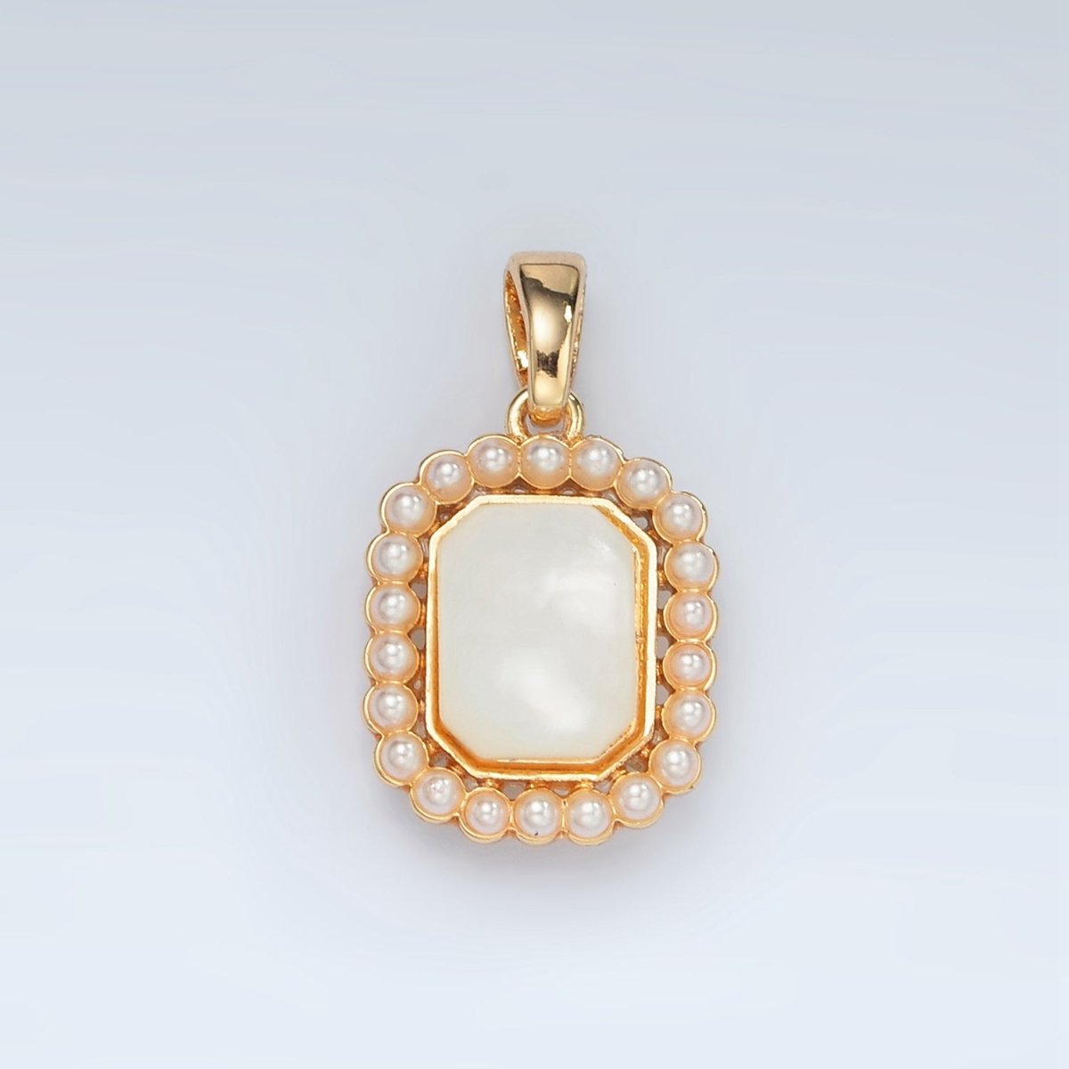 24K Gold Filled Shell Pearl Lined Hexagon Pendant | H743 - DLUXCA