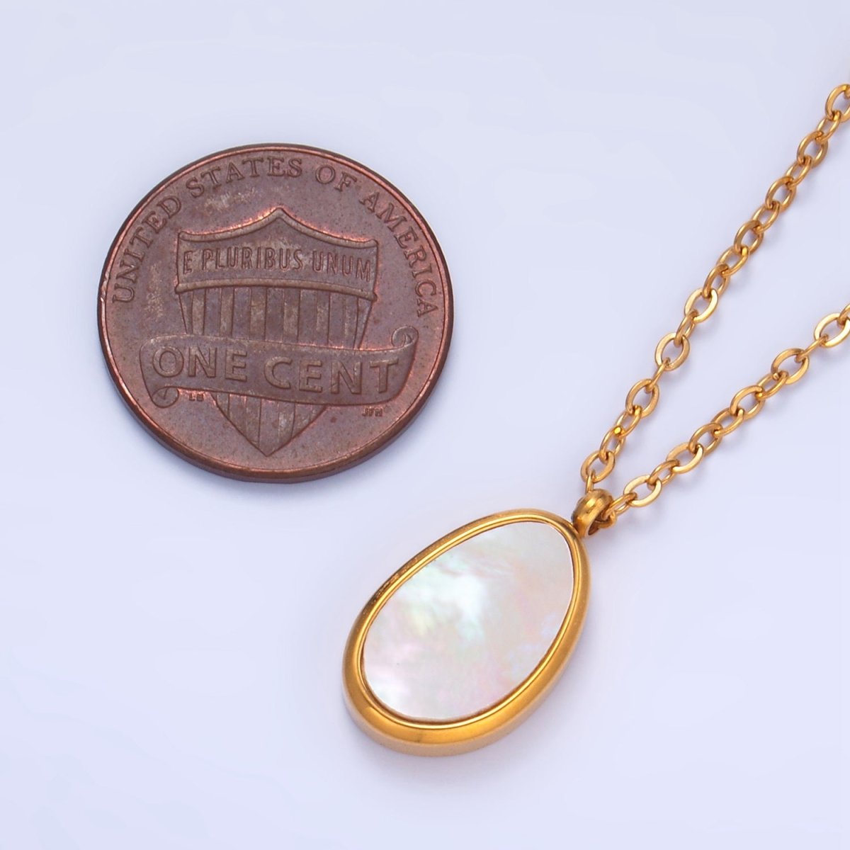 24K Gold Filled Shell Pearl Oval Cable 18 Inch Necklace w. 2 Inch Extender | WA - 2658 - DLUXCA